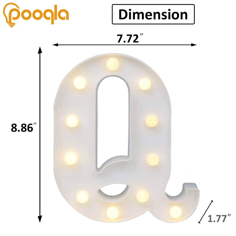 Pooqla LED Marquee Letter Lights Sign, Light Up Alphabet Letter for Home Party Wedding Decoration Q - Image 5